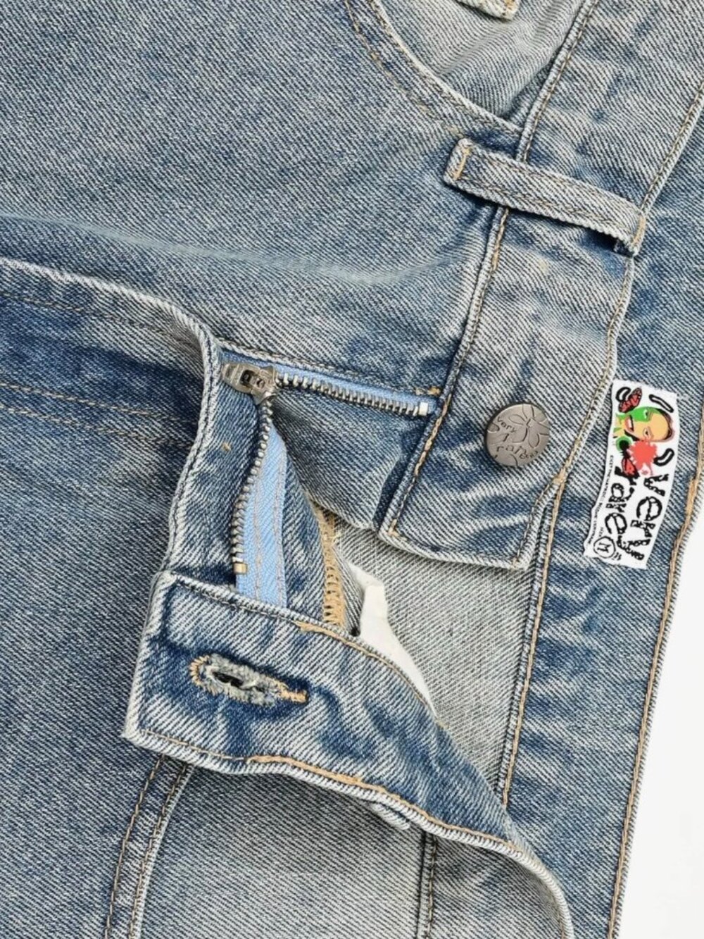 Unisex VeryRare Sakura Pants Jeans Size M L XL Blue Embroidered Cherry Blossom - Picture 6 of 17
